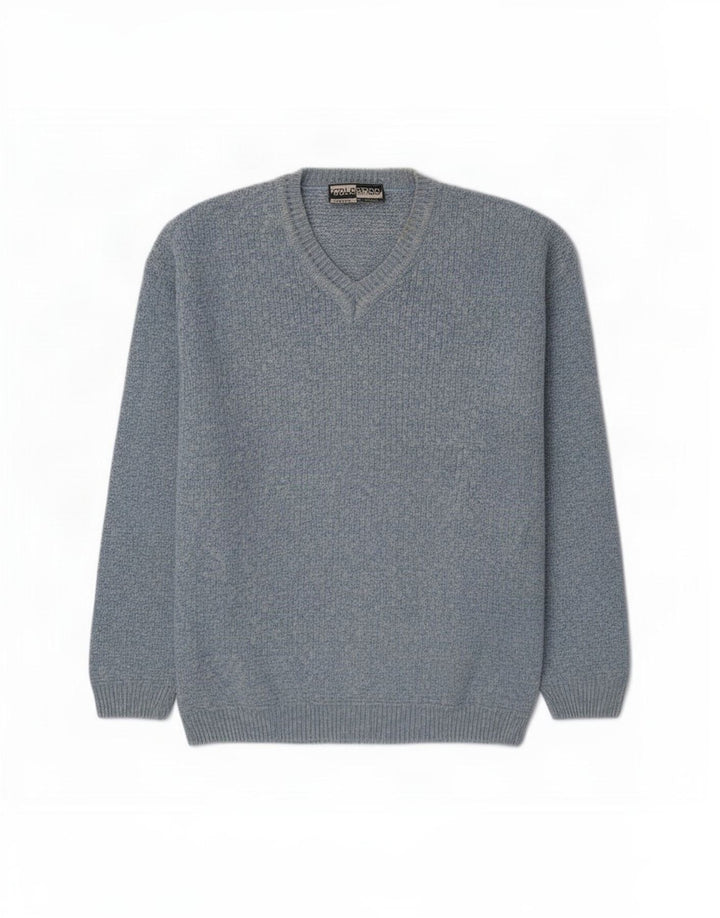 Colorado Pull Col V Homme Bleu Moyen Coton Chiné