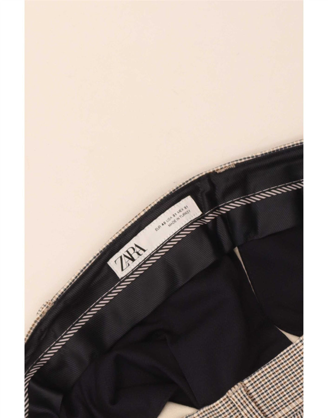 Zara Pantalon de costume slim pour homme EU 40 Medium W31 L27 Gris à carreaux
