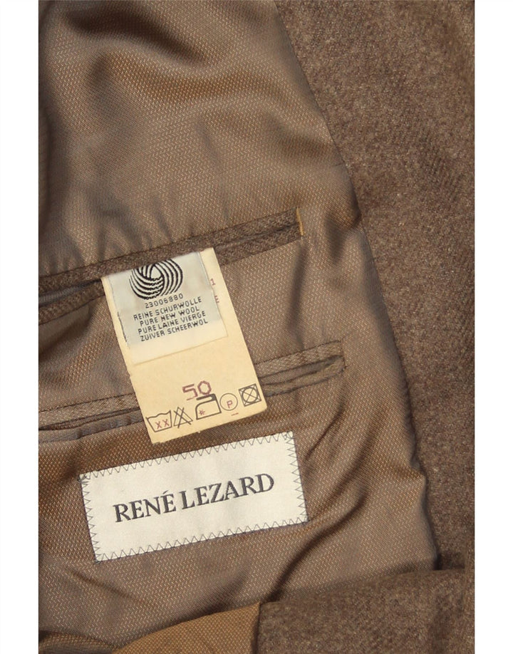 René Lezard Veste blazer à 2 boutons pour homme EU 50 Grande laine vierge marron