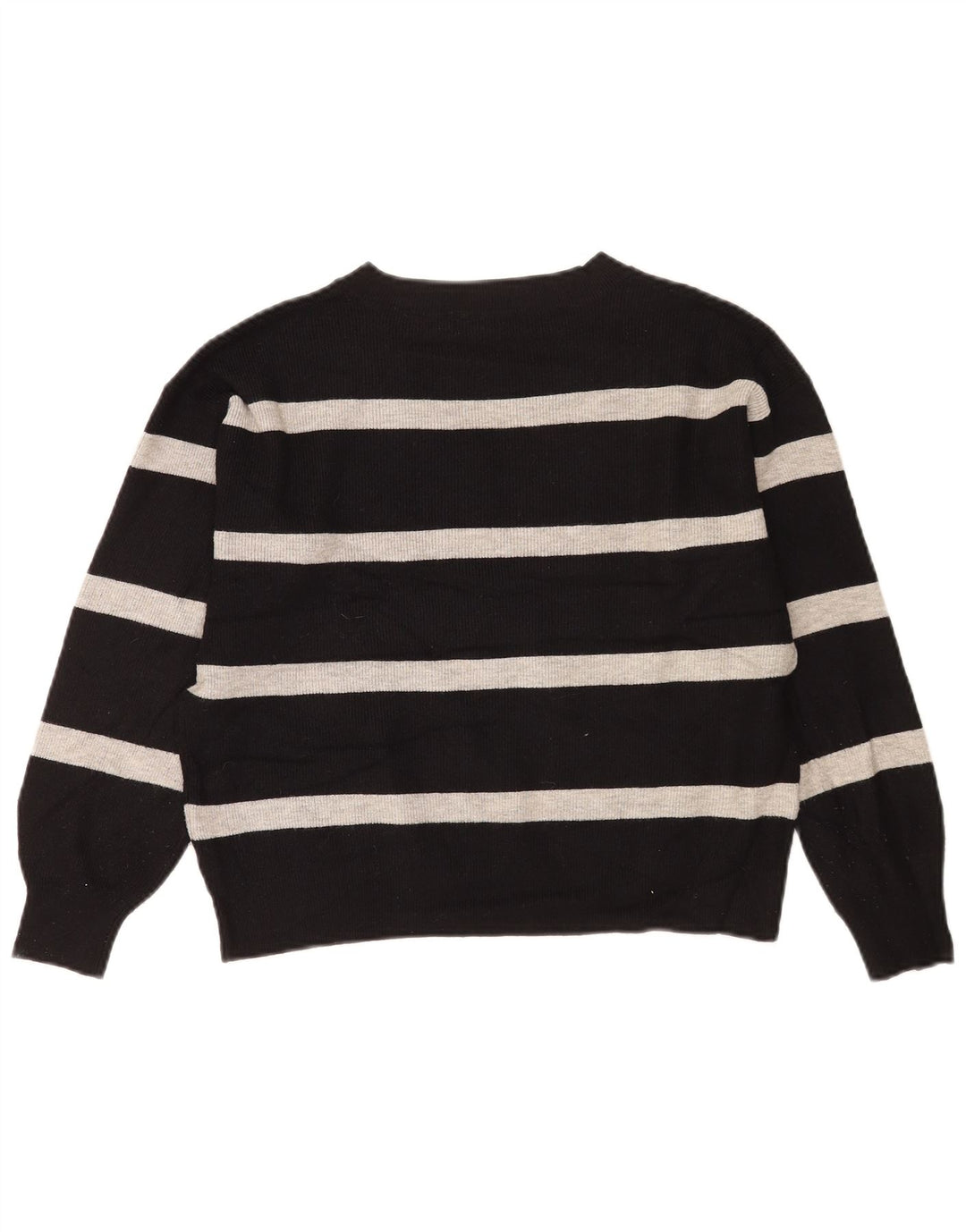 Marks & Spencer Pull col en V pour femme UK 14 Medium Noir Rayé