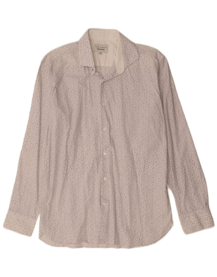 Ted Baker Chemise à motif abstrait pour homme Taille 16 Grand coton blanc