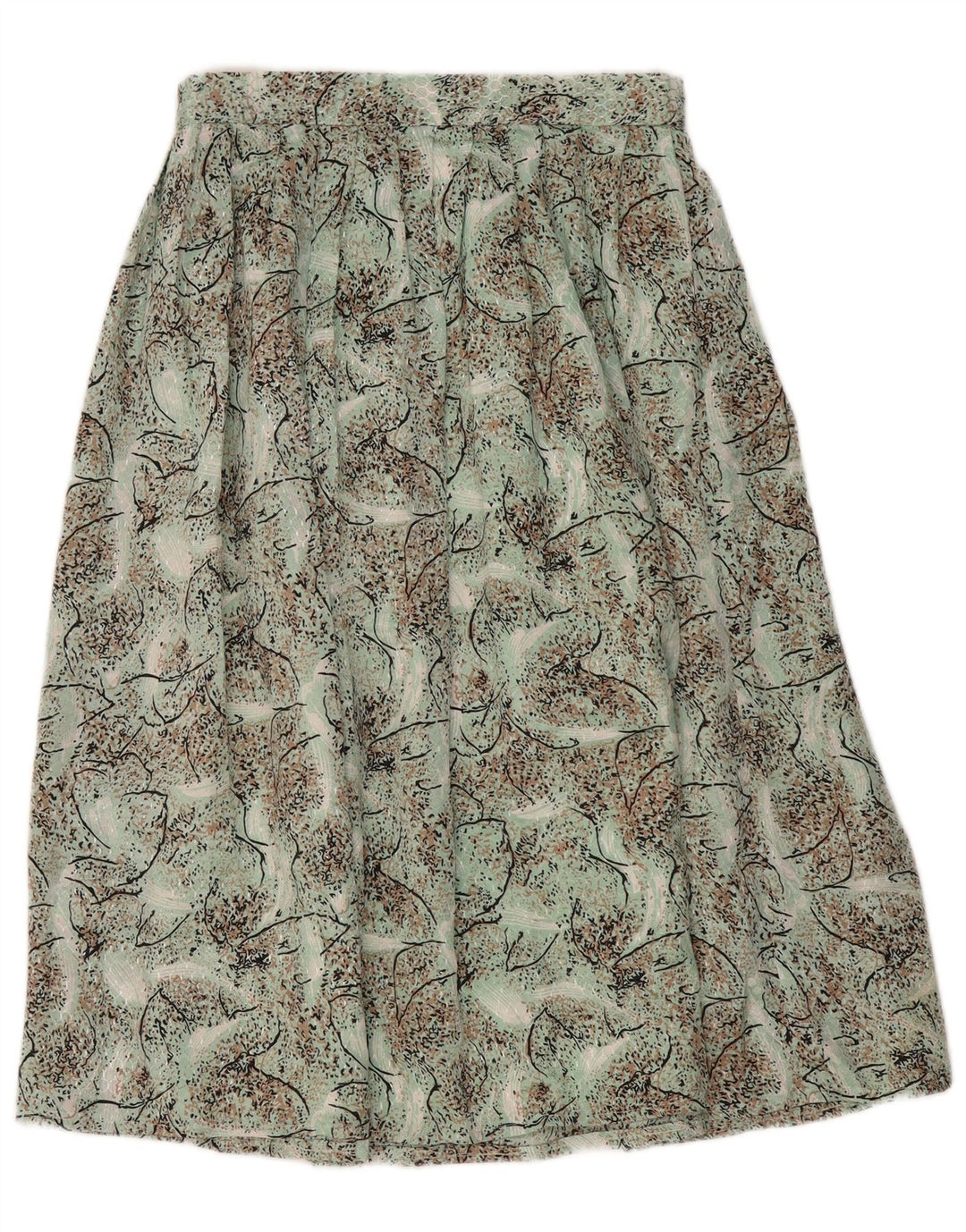 jupe plissée à motif abstrait vintage pour femmes W28 Vert moyen