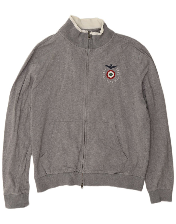 Aeronautica Militare Mens Tracksuit Top Jacket XL Grey Cotton