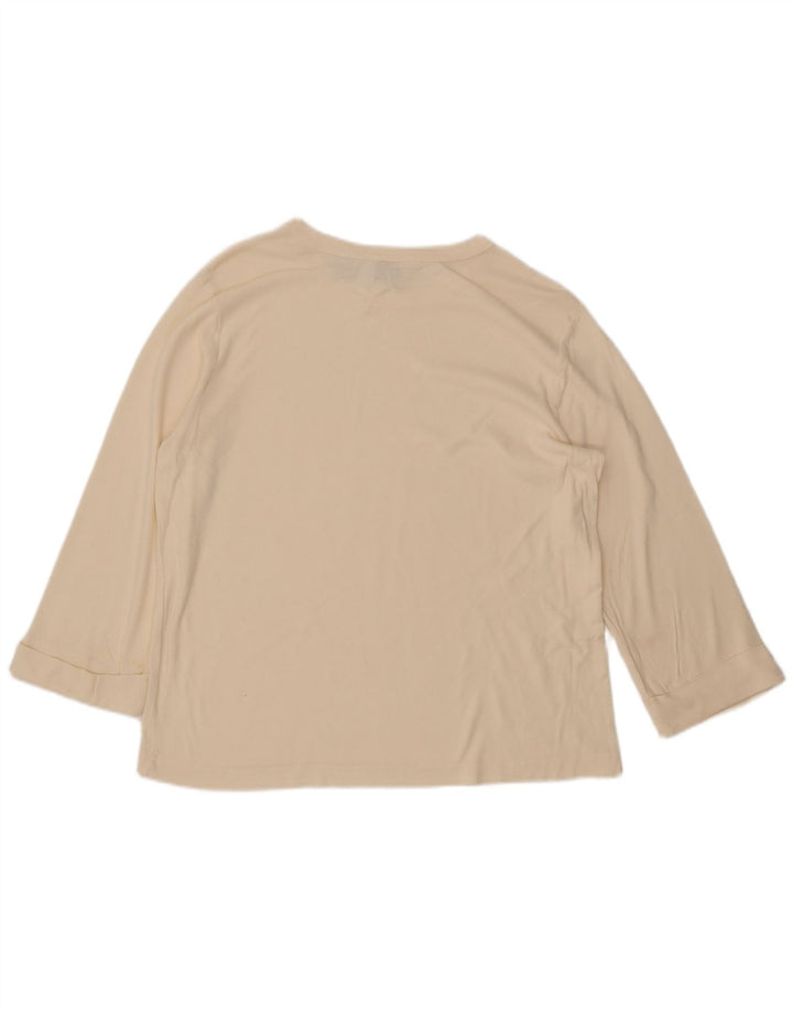 ORVIS Haut surdimensionné à manches 3/4 pour femme UK 14 Coton beige moyen