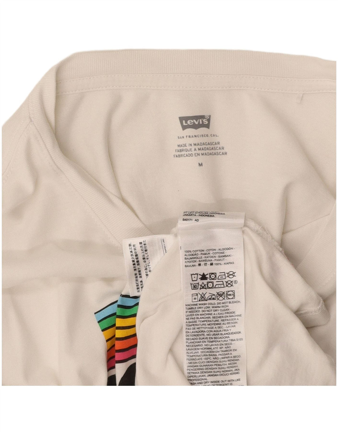 LEVI'S Womens Crop Graphic T-Shirt Top UK 14 Medium White Cotton