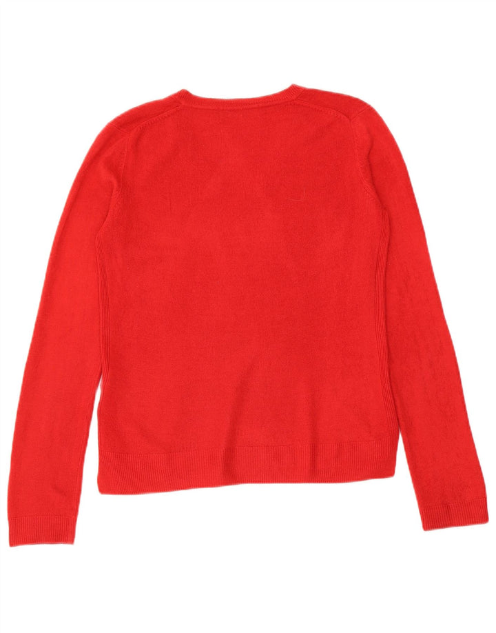 Marks & Spencer Pull col V pour femme UK 8 Petit Acrylique Rouge