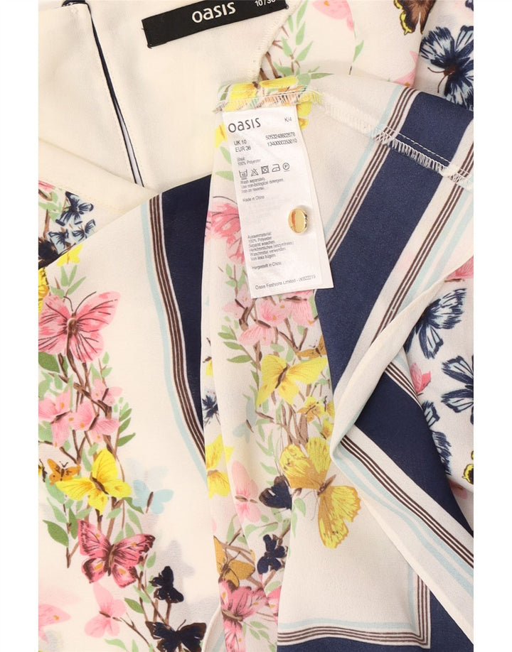 Oasis Chemisier Femme UK 10 Petit Blanc Floral Polyester