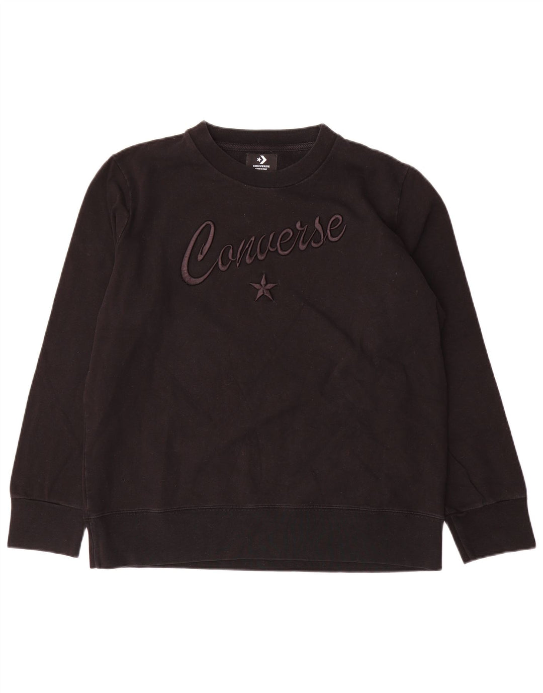 Converse Sweat-shirt graphique pour femme UK 16 Grand coton noir