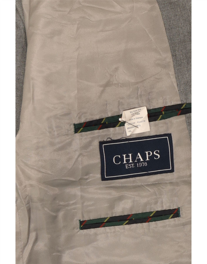 CHAPS Mens 2 Button Blazer Jacket IT 48 Medium Grey Polyester Vintage Chaps and Second-Hand Chaps from Messina Hembry 