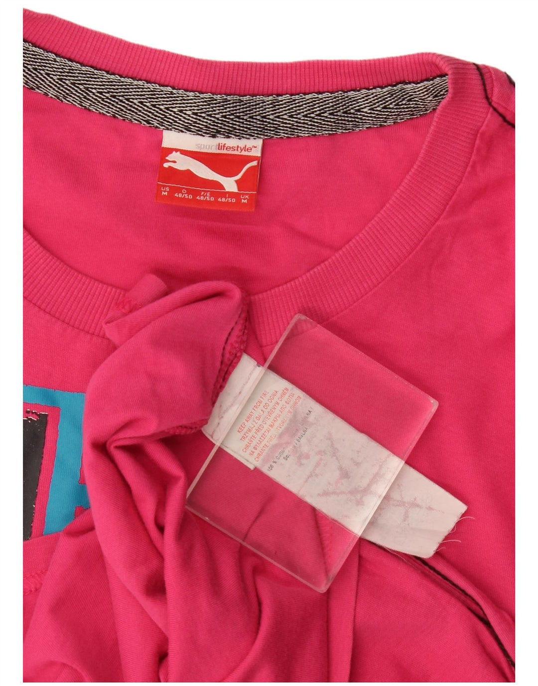 Puma T-Shirt Graphic Homme Rose Moyen Coton