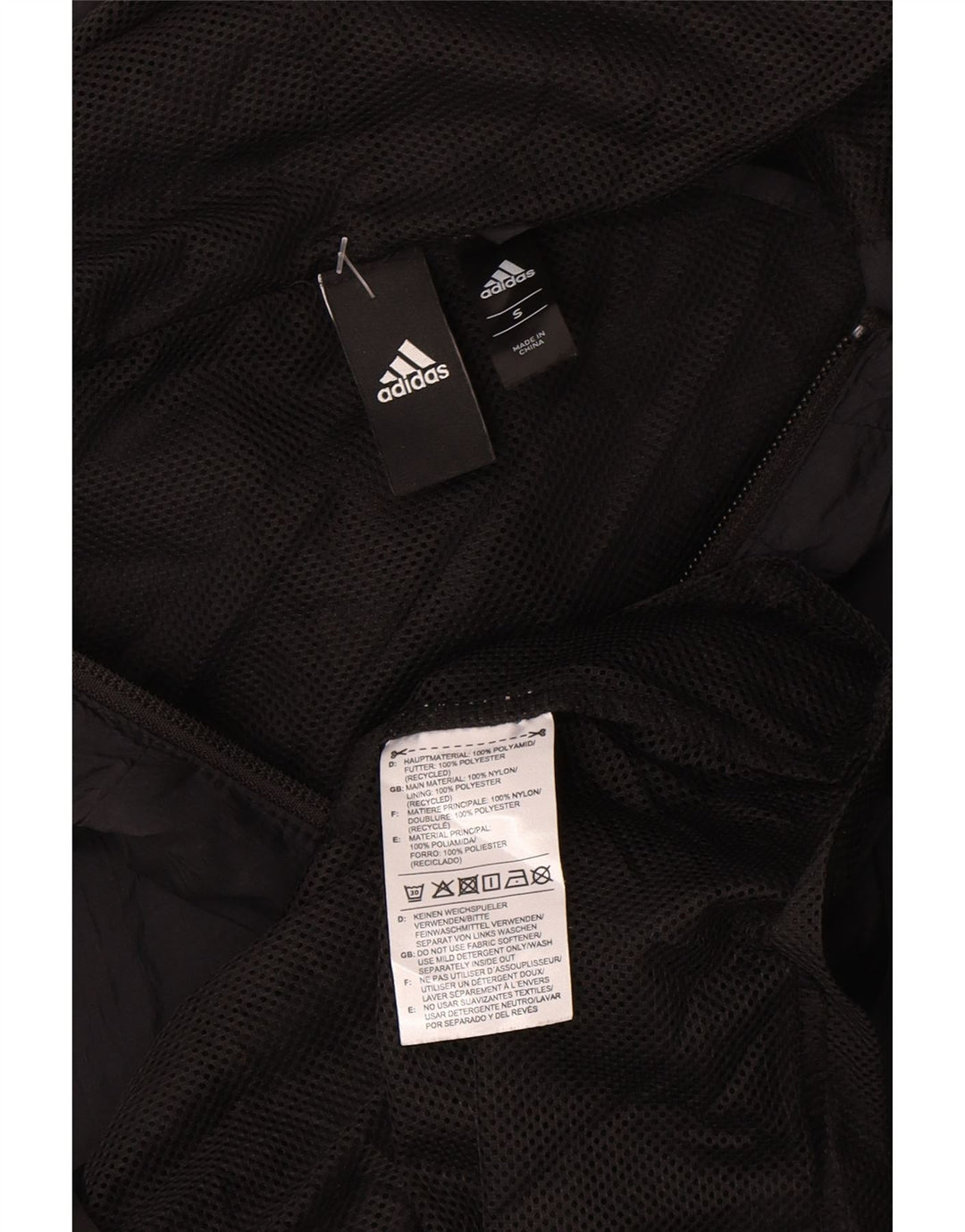 Adidas Veste de pluie à capuche pour femme UK 10 Small Noir Polyamide