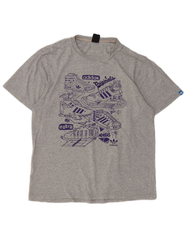 Adidas T-shirt graphique pour hommes, grand, gris, coton