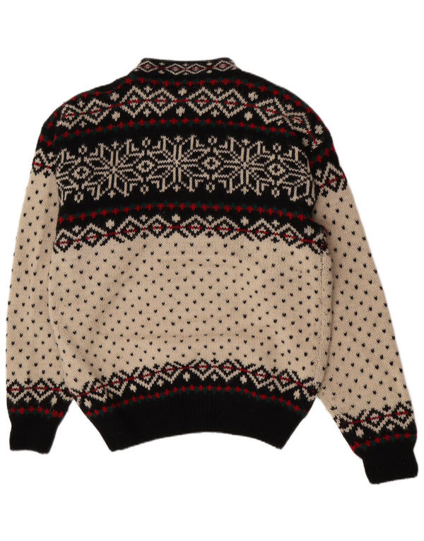 Sportique Pull à col roulé pour femme 2XL en laine Fair Isle blanc cassé