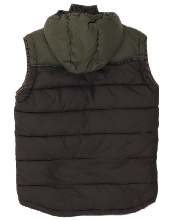 Superdry Gilet rembourré à capuche pour homme UK 38 Medium Noir Colorblock Nylon