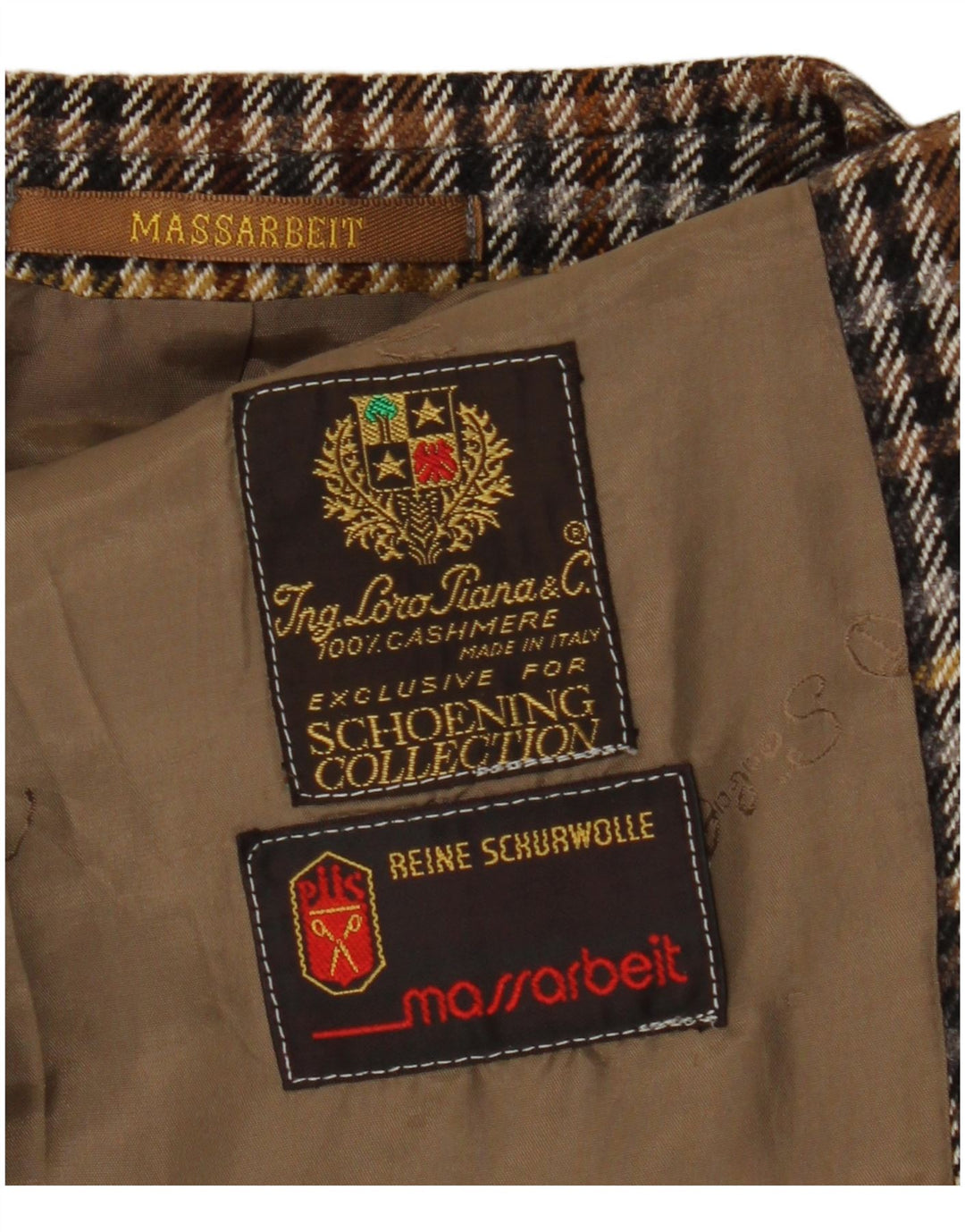 vintage Homme 2 Bouton Blazer Veste UK 40 Grand Marron Pied-de-poule Cachemire