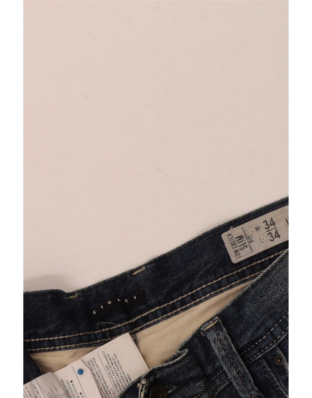 Sisley Short en jean vieilli W34 grand bleu coton homme