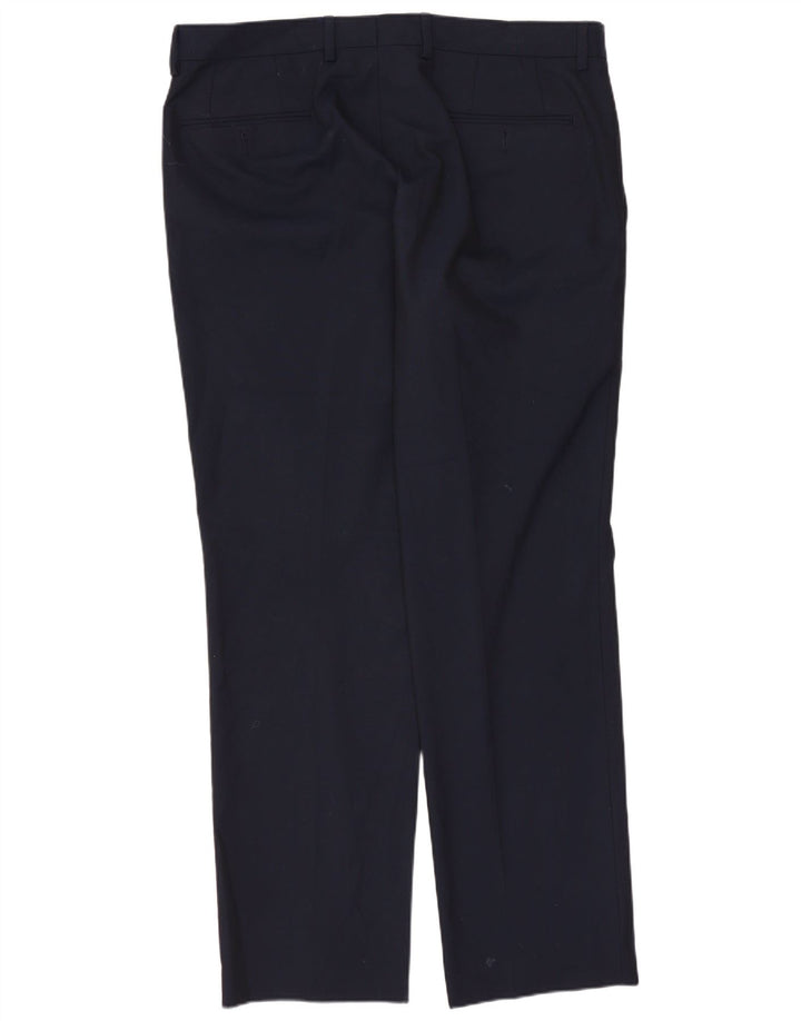 CHAPS Pantalon de Costume Droit Homme W34 L30 Bleu Marine Polyester