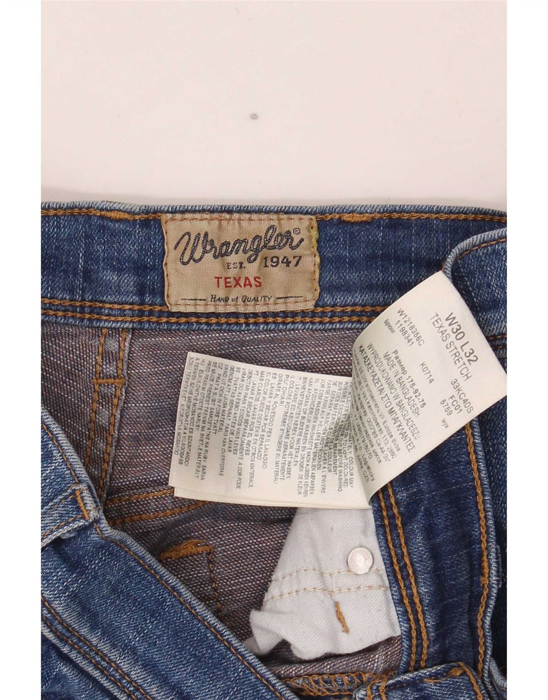 Wrangler Jean Droit Stretch Texas Homme W30 L32 Bleu Coton