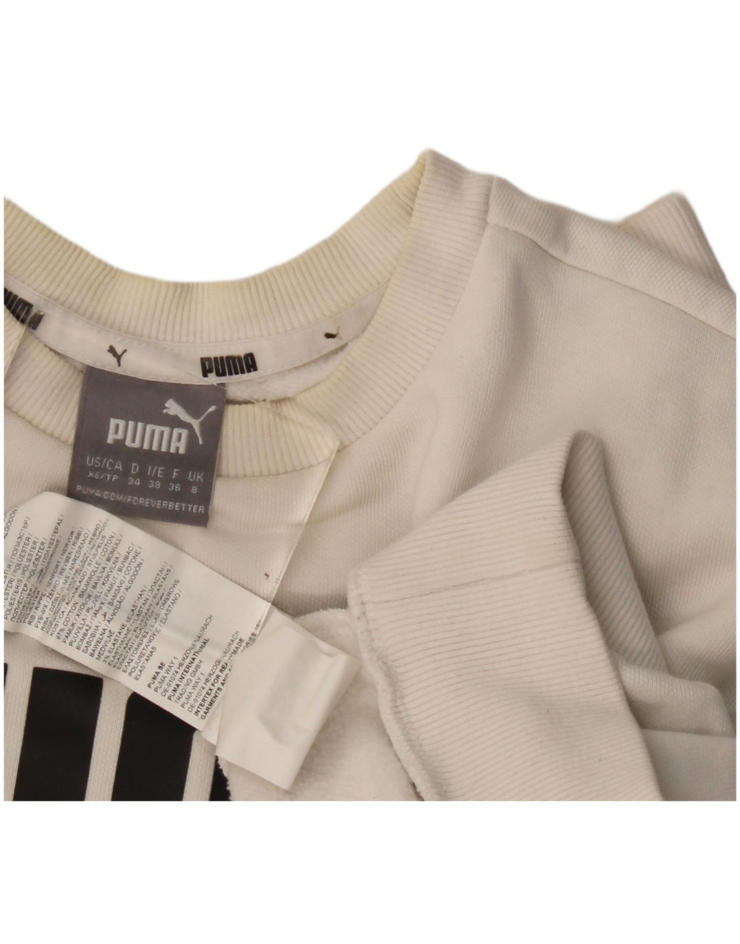 Puma Sweat-shirt surdimensionné graphique pour femme UK 8 Petit coton blanc