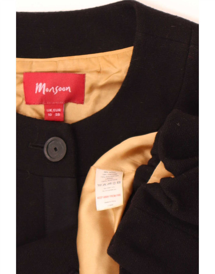 Monsoon Veste Boléro à Manches 3/4 pour Femme UK 10 Petite Laine Noire