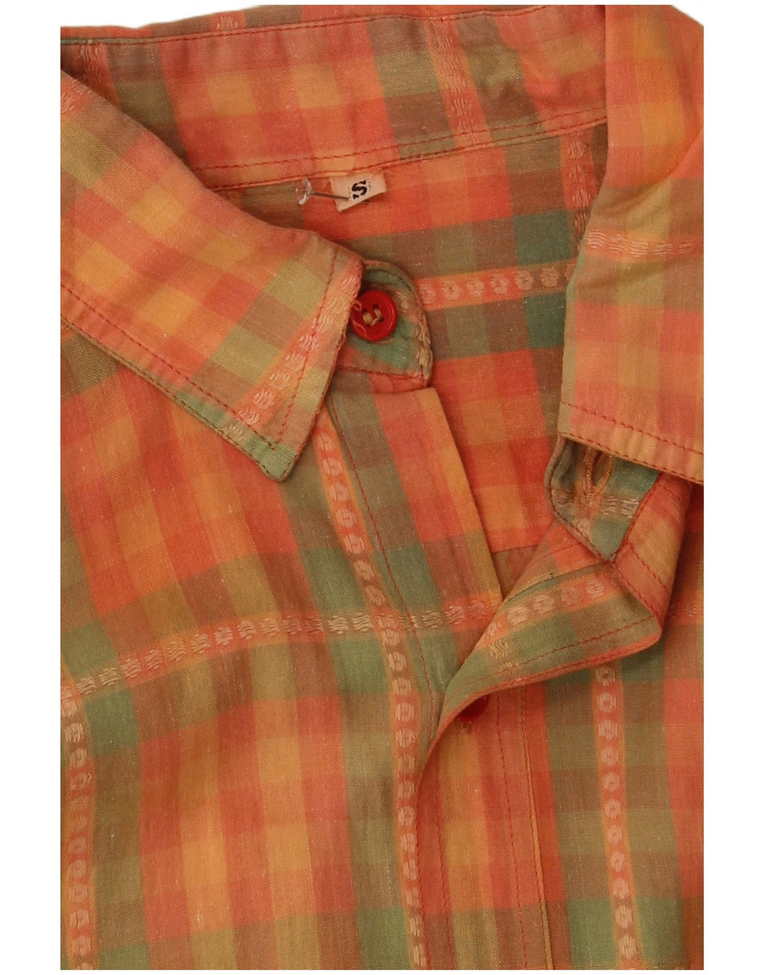 Chemise homme vintage petit chèque orange