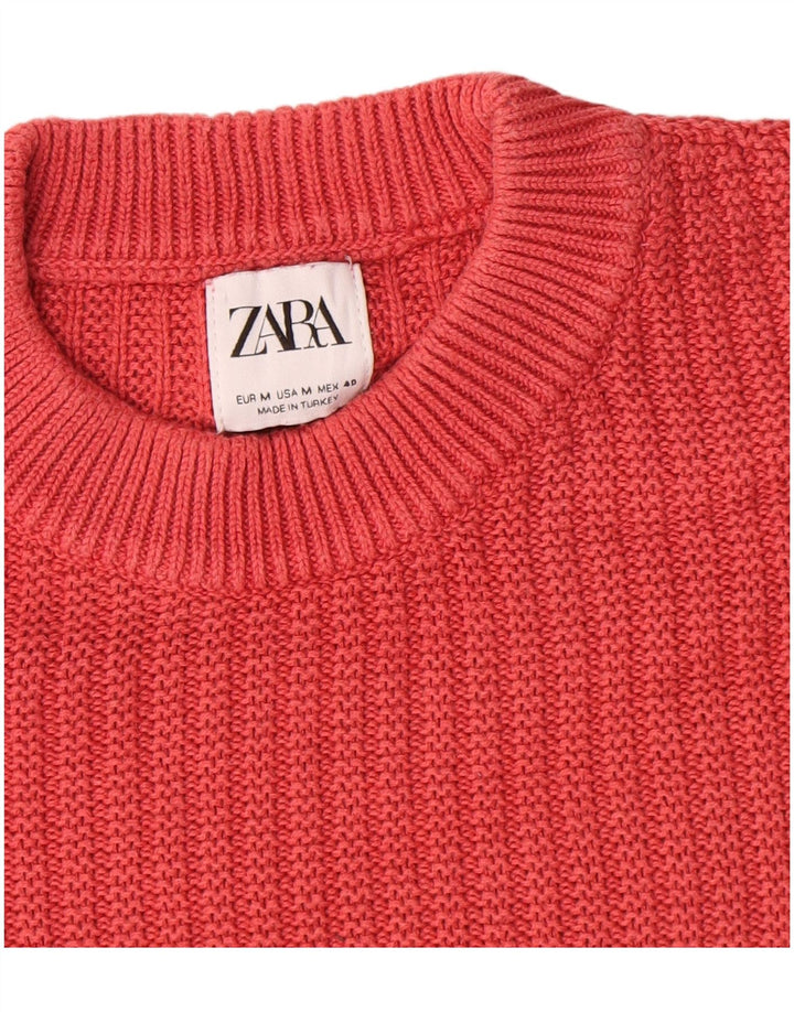 Zara Pull Col Rond Homme Rouge Moyen Coton