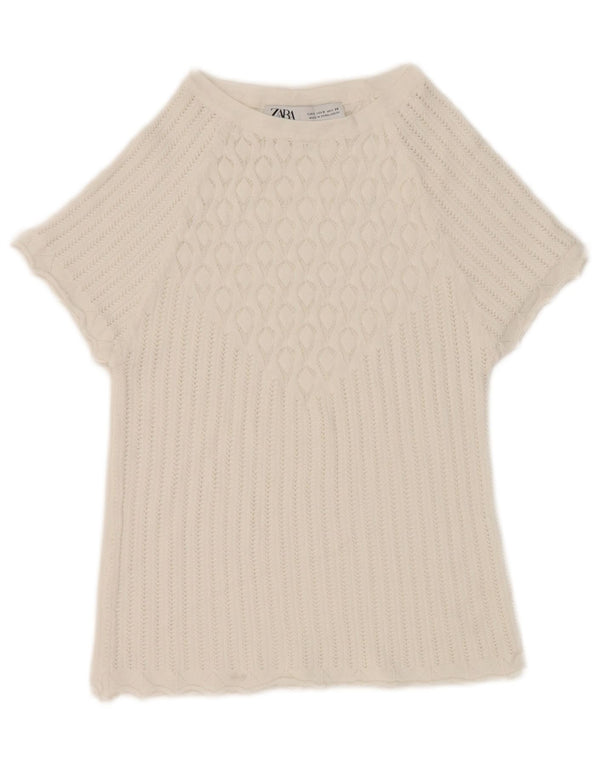 Zara Womens Crop Blouse Top UK 8 Petit Blanc