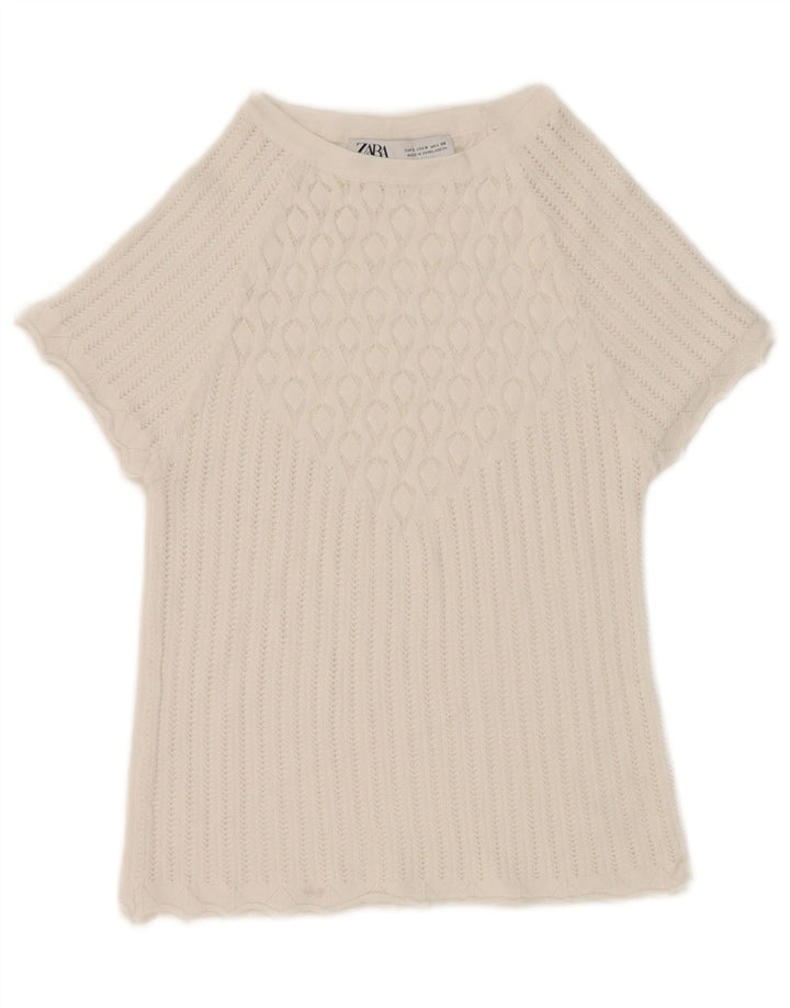 Zara Womens Crop Blouse Top UK 8 Petit Blanc