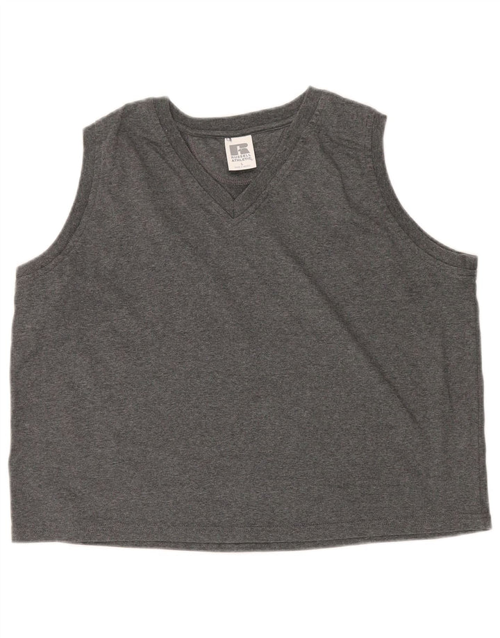 RUSSELL ATHLETIC Débardeur Femme UK 16 Grand Coton Gris