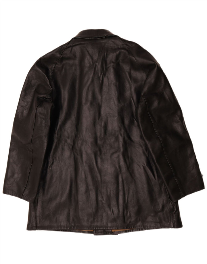 veste en cuir double boutonnage vintage pour hommes IT 58 4XL Noir
