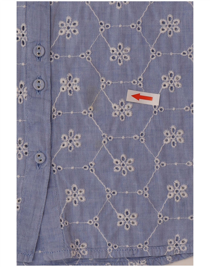 Chemise à manches courtes White Stuff pour femme UK 12 Coton floral bleu moyen