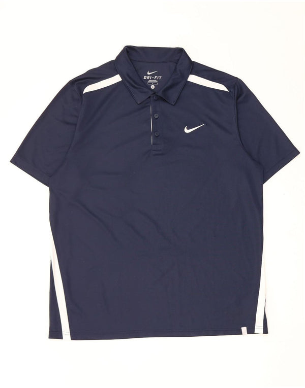 Nike Polo Dri Fit pour homme en polyester color block Bleu marine Taille L