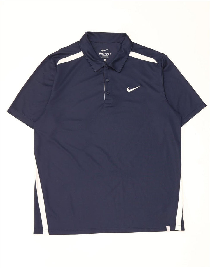 Nike Polo Dri Fit pour homme en polyester color block Bleu marine Taille L
