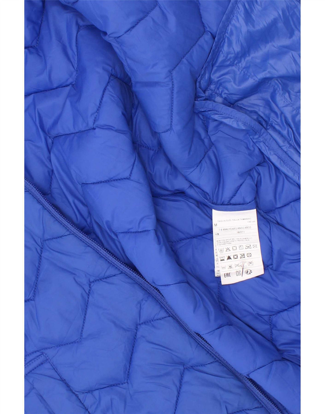 Benetton Veste matelassée à capuche garçon 7-8 ans Bleu moyen Polyamide