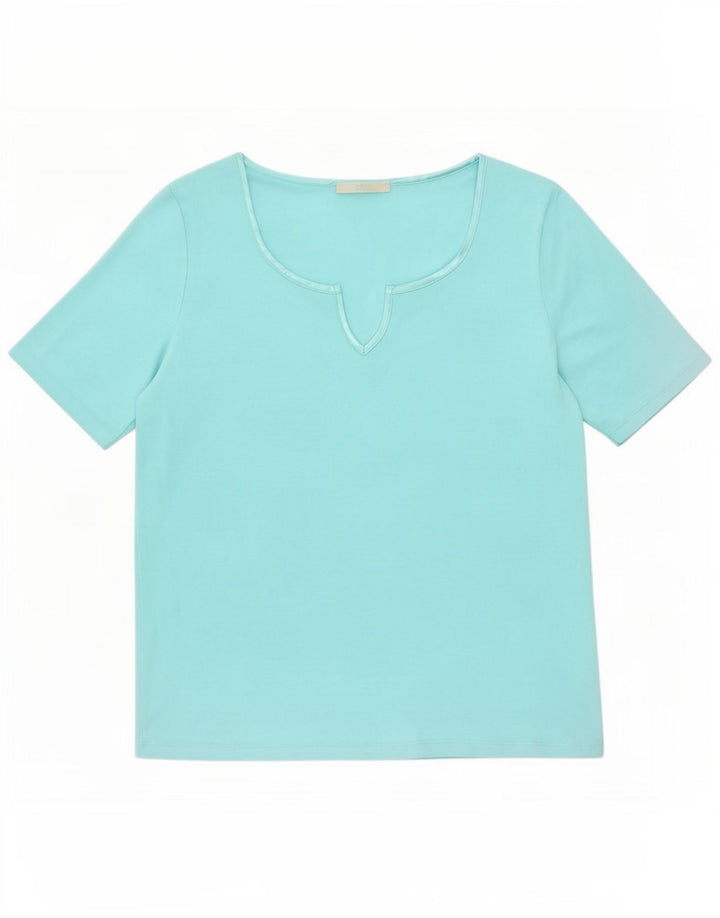 Marks & Spencer T-Shirt Femme Top UK 14 Medium Turquoise Polyester