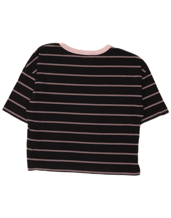 Vans Womens Crop T-Shirt Top UK 10 Petit coton rayé noir