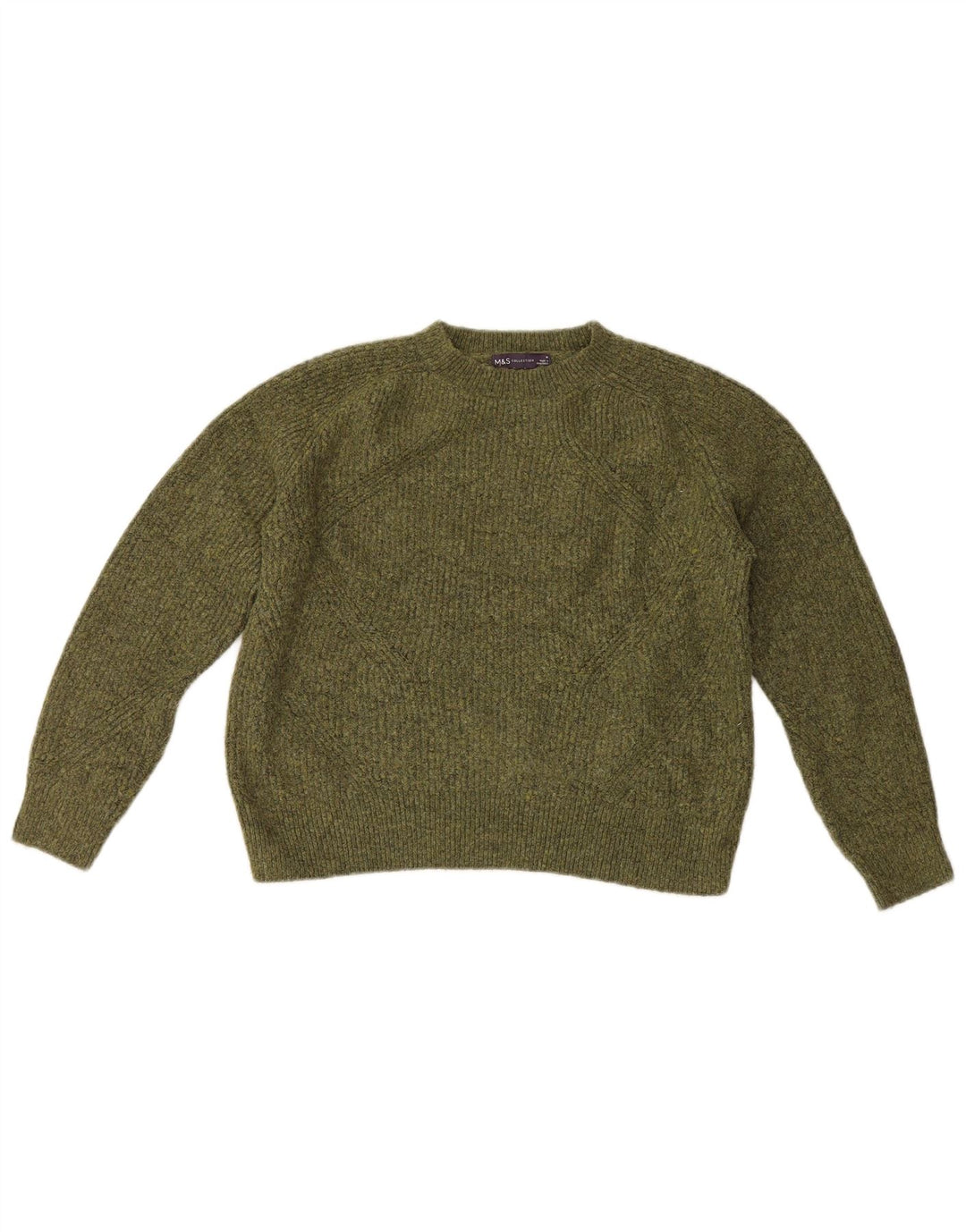 Marks & Spencer Pull à col rond pour femme UK 14 Vert moyen moucheté