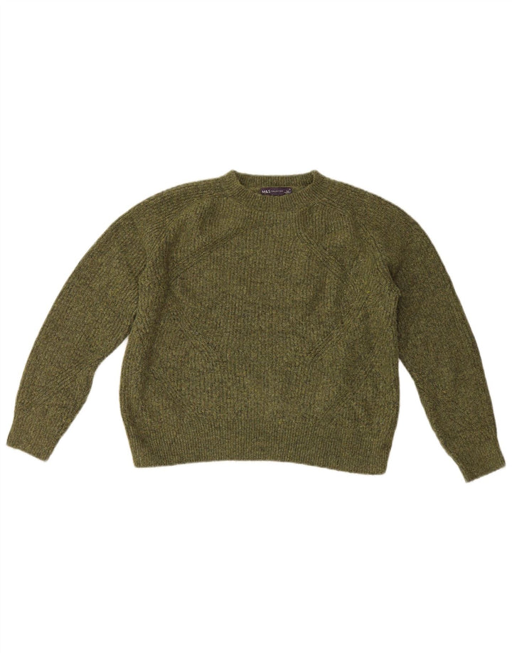 Marks & Spencer Pull à col rond pour femme UK 14 Vert moyen moucheté