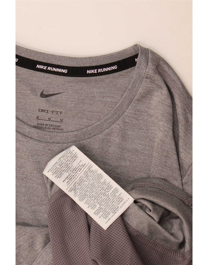 Nike Womens Dri Fit T-Shirt Top UK 14 Gris Moyen Colorblock Polyester