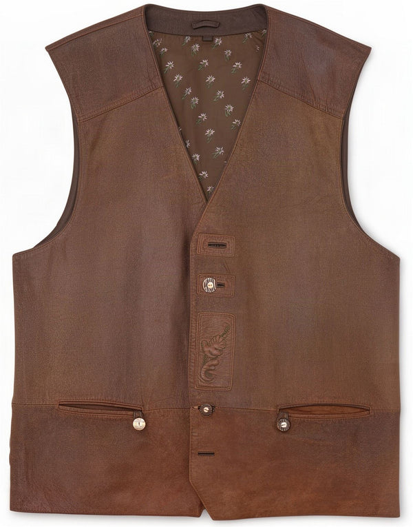 Vintage Gilet en cuir pour homme UK 44 2XL Marron