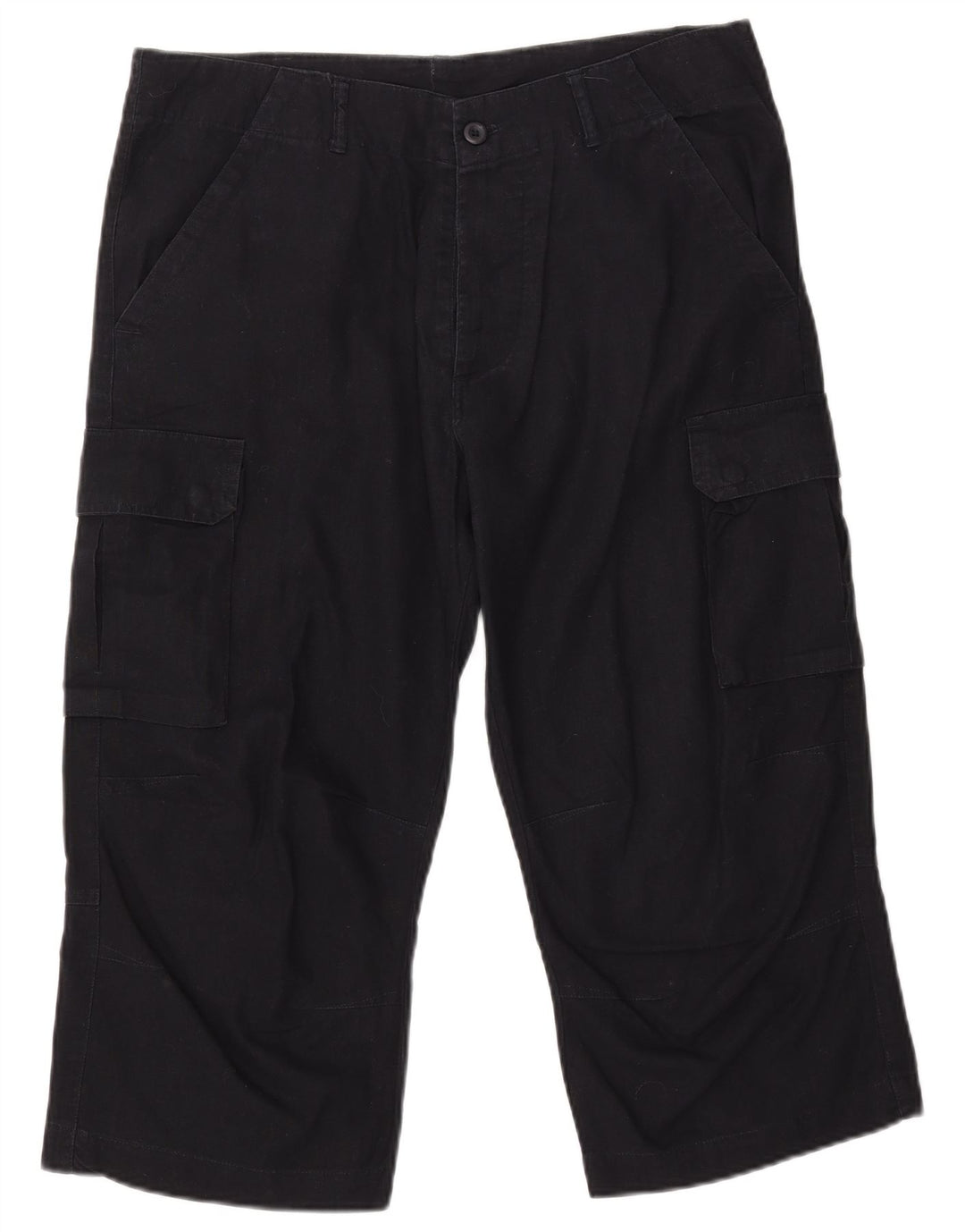 VINTAGE Pantalon Capri Cargo Droit Homme W34 L21 Bleu Marine