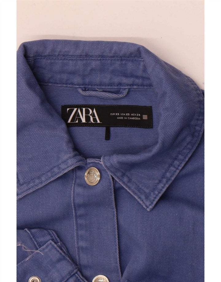 Zara Veste en jean surdimensionnée pour femme UK 6 XS Bleu