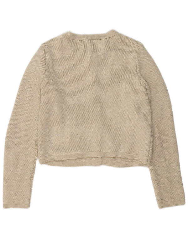 Zara Womens Crop Cardigan Pull UK 14 Moyen Blanc Cassé