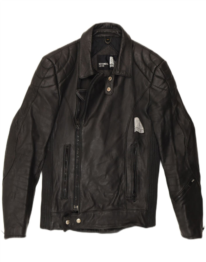 KRAWEHL Veste de motard en cuir pour homme EU 46 Petit cuir noir