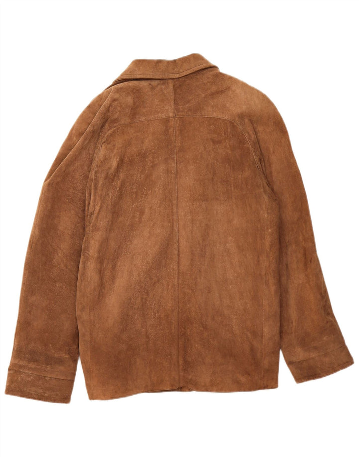 veste en daim femme vintage UK 16 Grand cuir brun