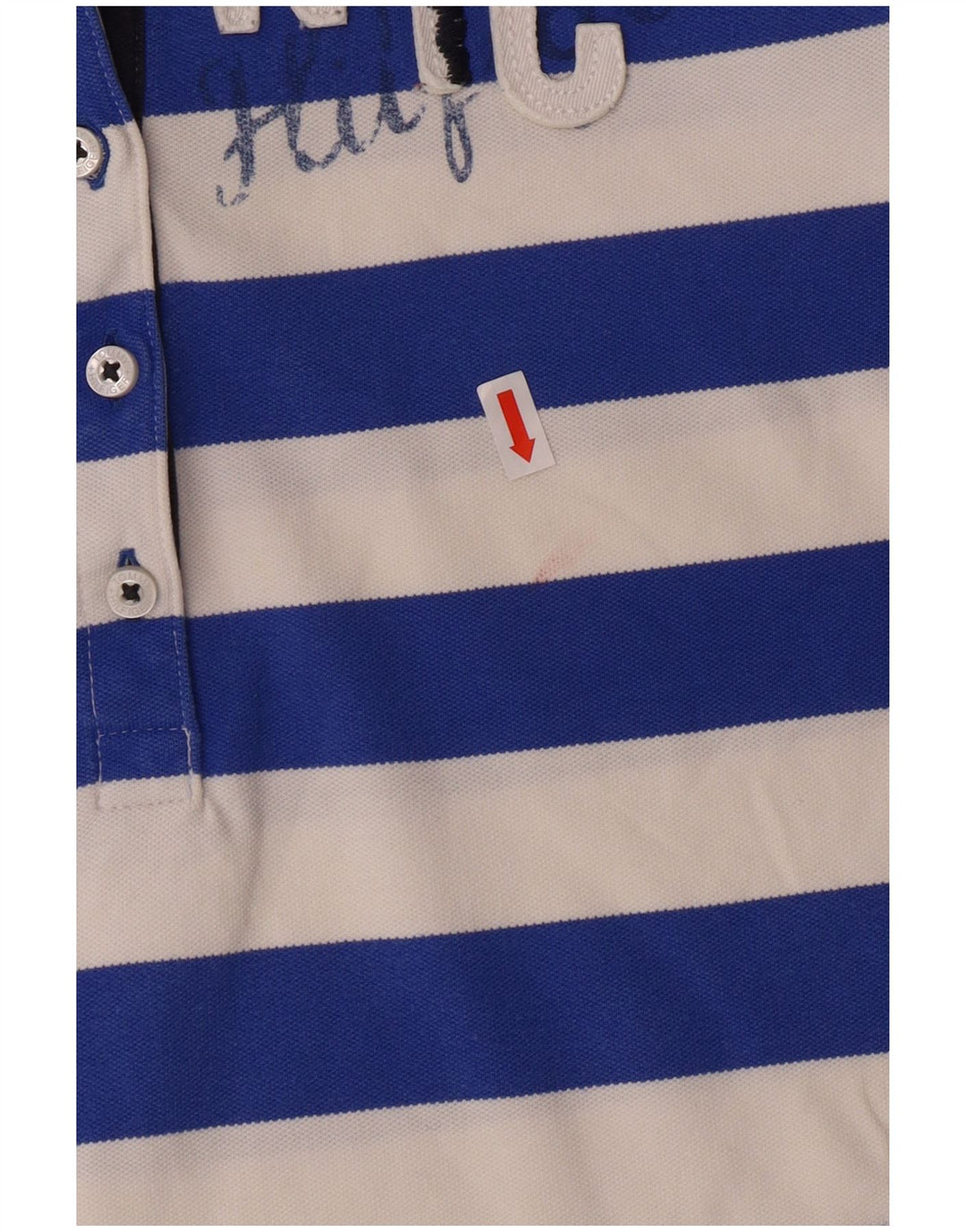 TOMMY HILFIGER Polo de rugby graphique pour femme UK 10 Petit bleu rayé
