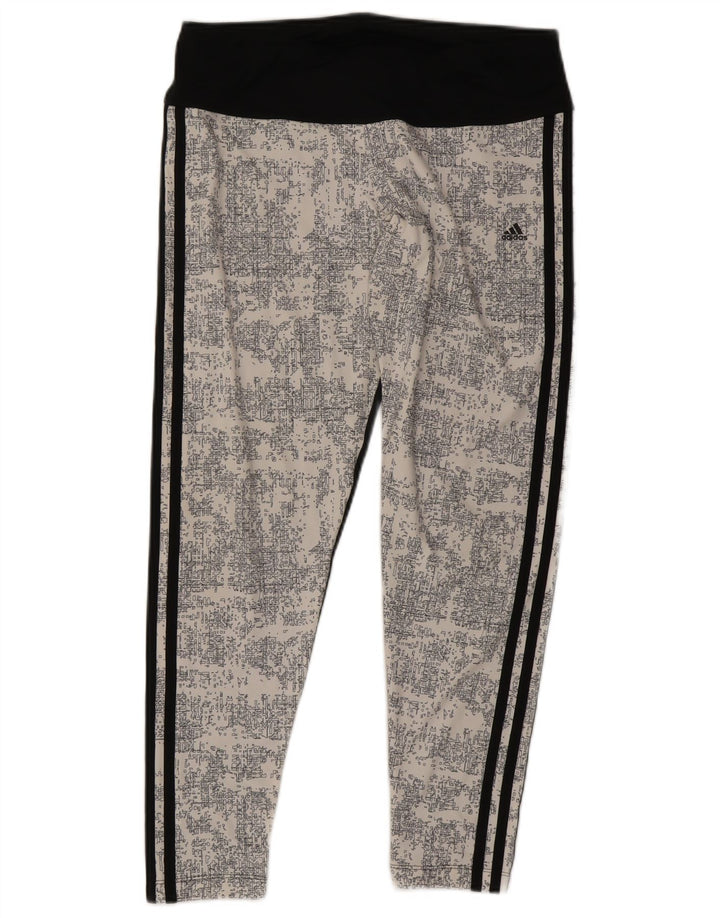 Adidas Climalite Leggings UK 14 Large Noir Colorblock Polyester