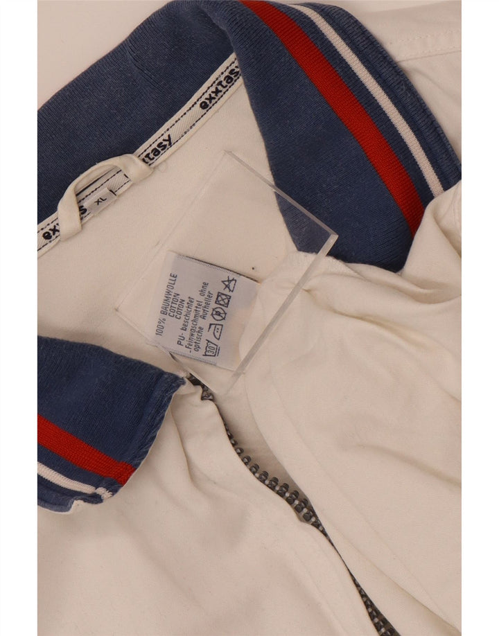 vintage Mens Survêtement Top Veste XL Blanc Colourblock Coton