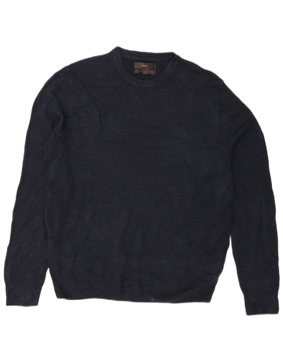 Marks & Spencer Pull col rond pour homme en acrylique bleu marine Taille L