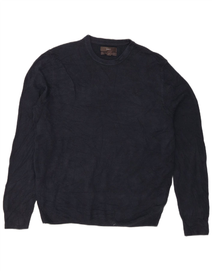 Marks & Spencer Pull col rond pour homme en acrylique bleu marine Taille L